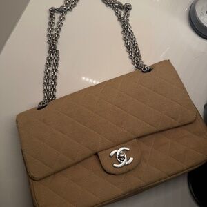 Chanel Shoulder Bag Matelasse Beige Canvas